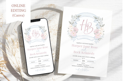 Wedding Invitation Editable Template Canva Phone