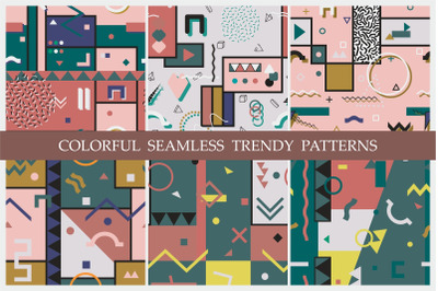 Trendy seamless retro 80s patterns