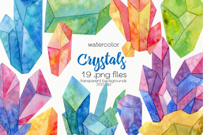 Watercolor Crystals Clipart