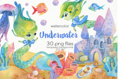 Watercolor Sea Life Clipart