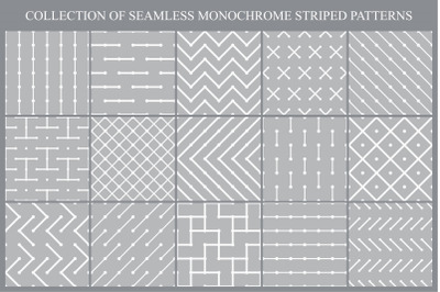 Monochrome seamless striped patterns