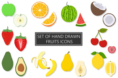 Colorful hand drawn cartoon fruits