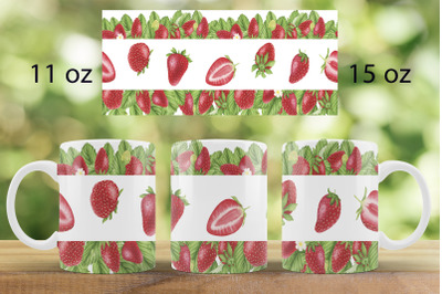 Strawberry mug wrap design Summer mug sublimation png Fruit