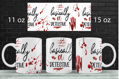 True crime mug wrap sublimation png 15oz mug design template