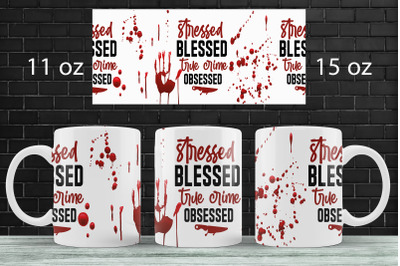 True crime mug wrap sublimation png 15oz mug design template