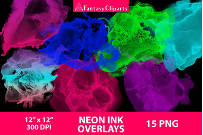 Neon Ink Overlays Clipart PNG | Alcohol Ink Texture Clip Art