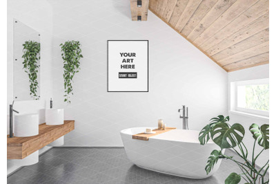 Interior scene artwork background frame mockup