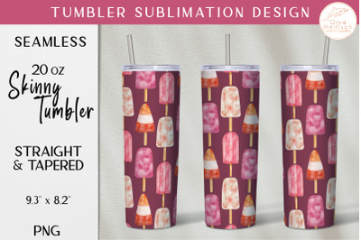 Pink Popsicle Tumbler Wrap PNG. Cute Romantic Tumbler Sublimation