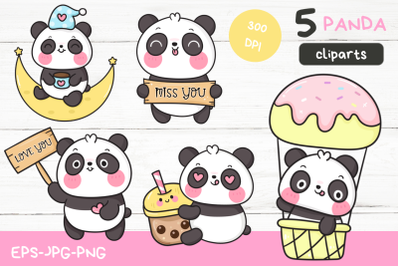 Cute Panda baby animals kawaii clipart birthday party