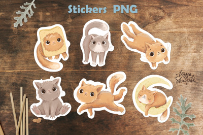 Cat stickers, sticker animals. Cute animal stickers