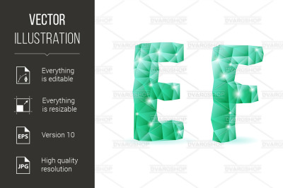 Emerald green polygonal font