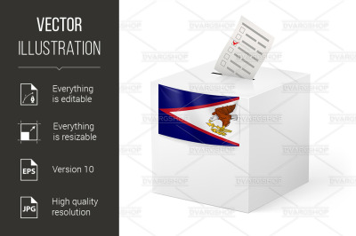 Ballot box with voting paper. American Samoa