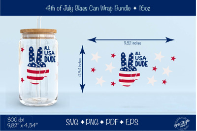 4th of July Glass Can wrap. Patriotic Beer Can Glass Wrap 16 oz. for Libbey Can Glass, Peace Sign USA Libbey Wrap SVG