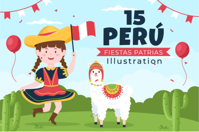 15 Fiestas Patrias Peru Illustration