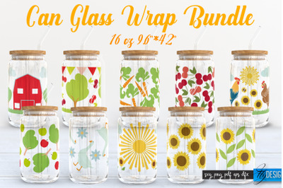 Farmhouse Glass Can Wrap SVG Bundle| 16 oz Libbey Glass Can Wrap SVG |