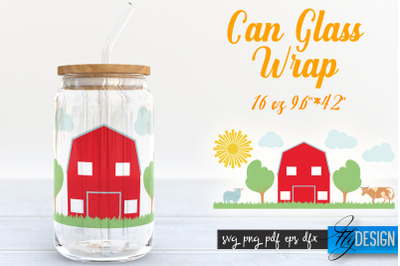 Farmhouse Glass Can Wrap SVG | Barn