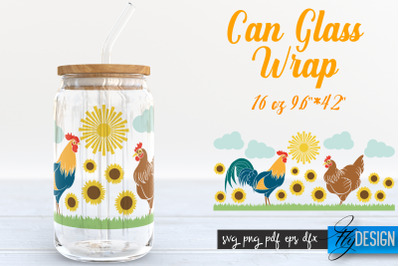 Farmhouse Glass Can Wrap SVG | Chicken