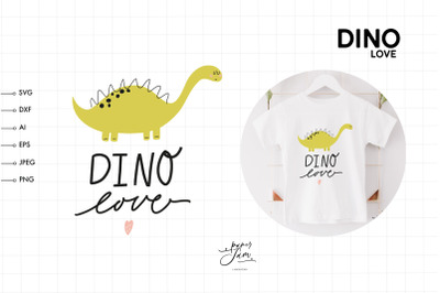 Dino love svg Cute Dinosaur svg
