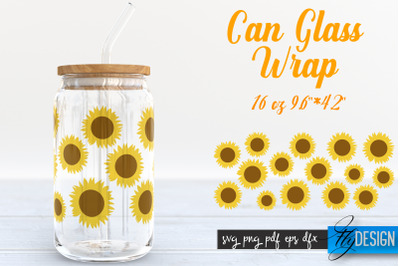 Farmhouse Glass Can Wrap SVG | Sunflower