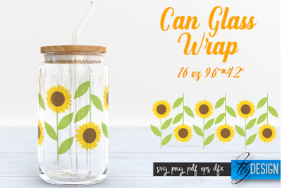 Farmhouse Glass Can Wrap SVG | Sunflowers