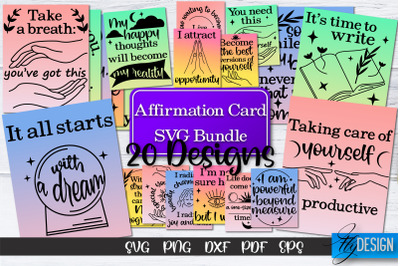 Affirmation Cards SVG Bundle | Positive Affirmation SVG Bundle V.2