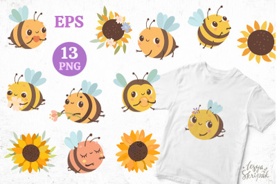 Bees and sunflowers, bee sublimation, sunflower sublimation