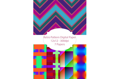7 Retro Digital Papers and Patterns (JPG and PNG)