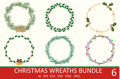 Christmas wreath sublimation bundle, Round ornament svg