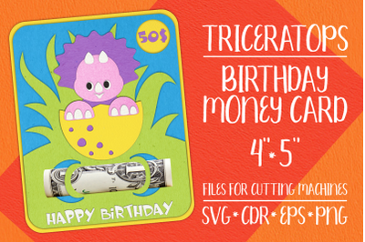 Triceratops Birthday Card | Money Holder Template