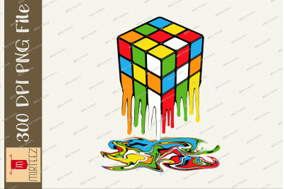 Melting Rubik Cube Graphic Sublimation