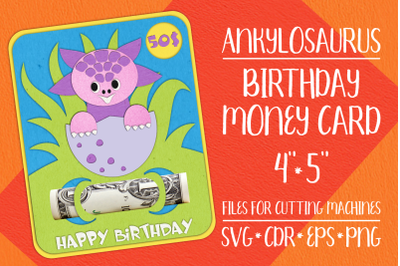 Ankylosaurus Birthday Card | Money Holder Template