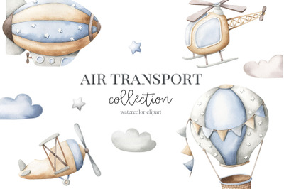 Air transport - watercolor set