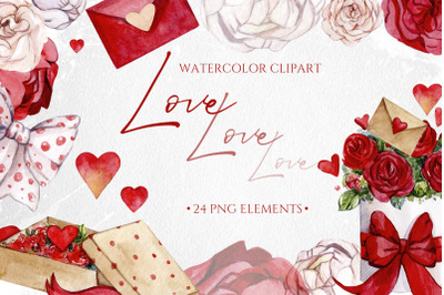 Watercolor Love Clipart