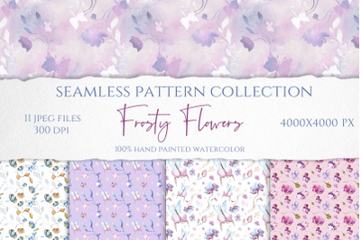 Frosty Flowers Seamless Patterns