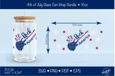 4th of July Glass Can wrap. Patriotic Beer Can Glass Wrap 16 oz. for L