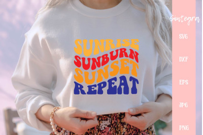 Sunrise Sunburn Sunset Repeat SVG&2C; Summer SVG Cut File