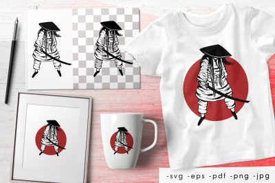 Samurai Girl. Anime Girl. Design for printing.&nbsp;
