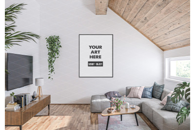 Interior scene artwork background frame mockup