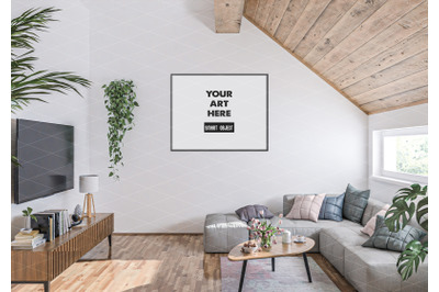 Interior scene artwork background frame mockup