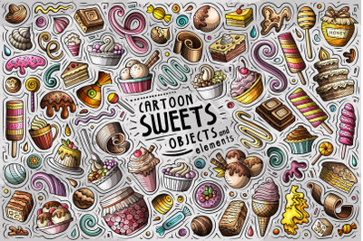 Sweet Food Cartoon Objects Set