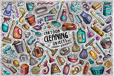 Cleaning Cartoon Objects Set