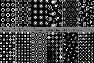 Seamless Black Bandana Patterns