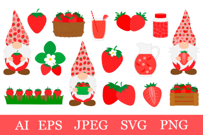 Strawberry bundle. Gnomes Strawberry SVG. Gnomes sublimation