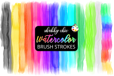 Shabby Chic Watercolor Rainbow Brush Strokes Set 2