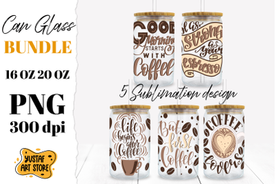 Coffee Libbey Glass Can Sublimation Designs. 5 design wrap