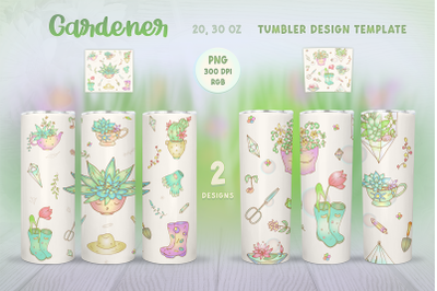 Gardener - two cute romantic designs for sublimation on 20, 30 oz tumb