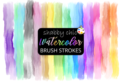 Shabby Chic Watercolor Rainbow Brush Strokes Set 3