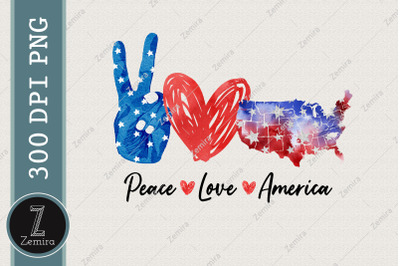 4th Of July Peace Love America PNG