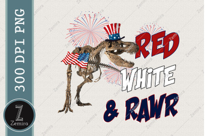 4th Of July Red White Rawr Dinosauce PNG