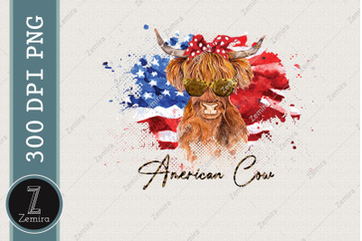 4th Of July USA Cow American Flag PNG